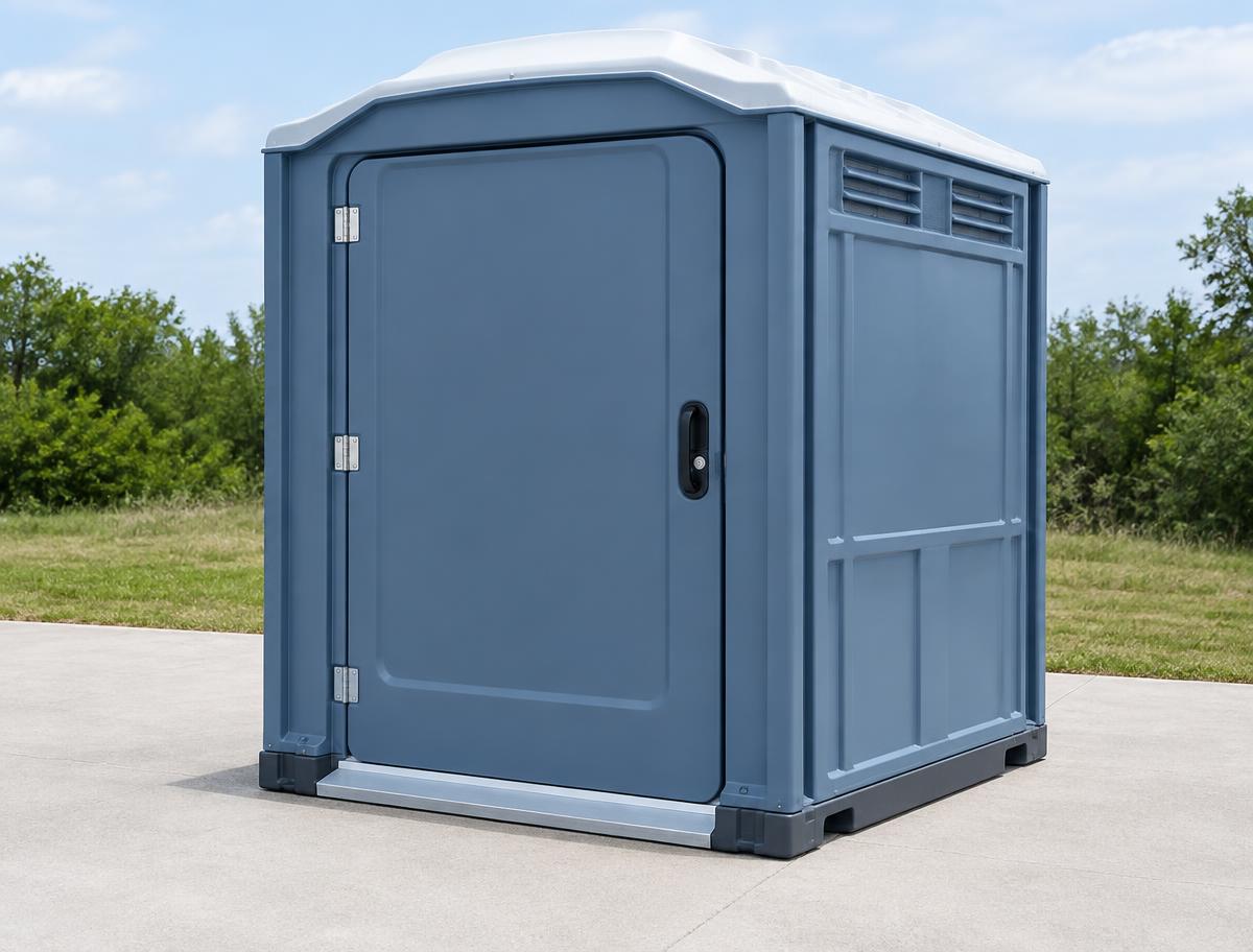 Wide accessible portable toilet with level entry